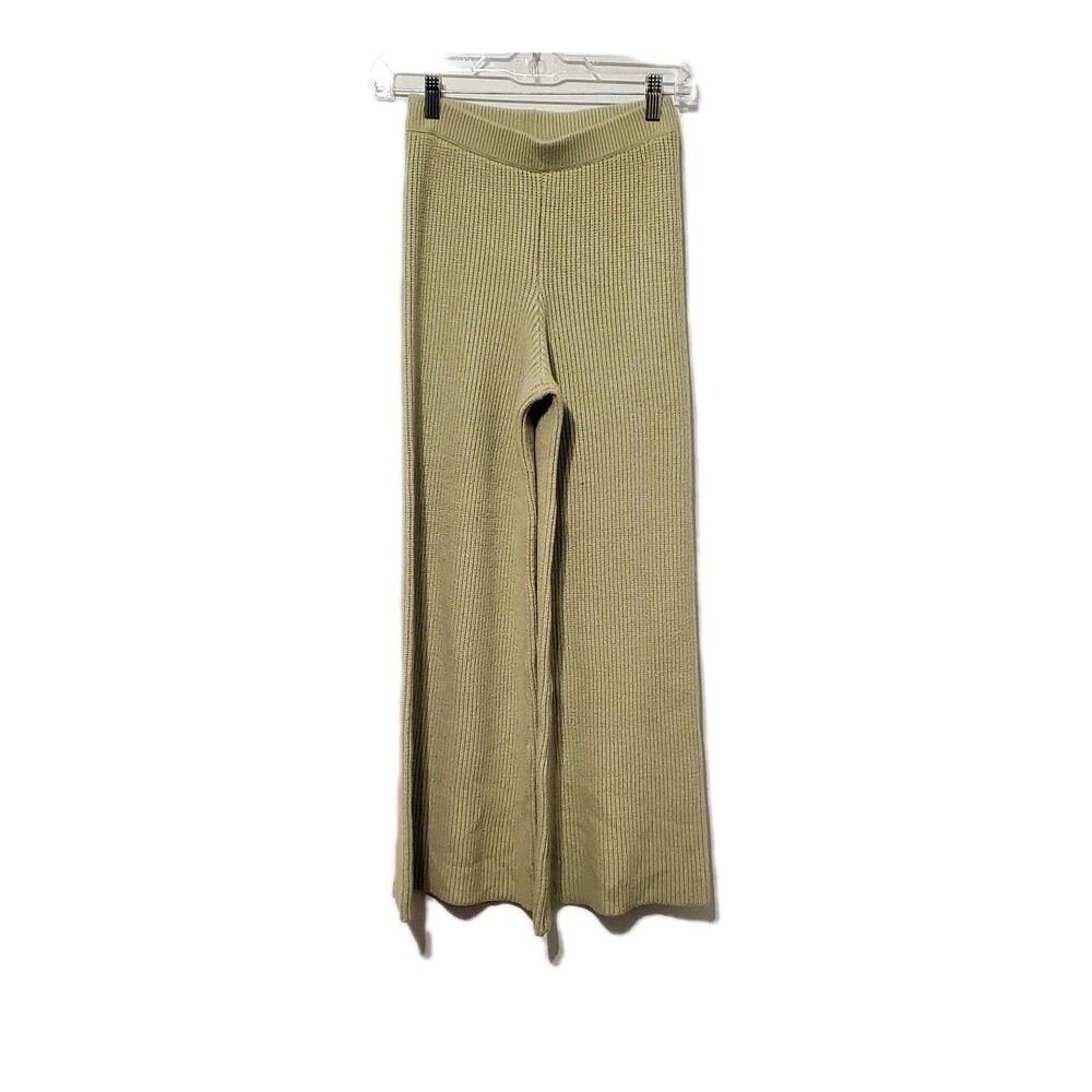 Saturday Sunday Anthropologie Waffle Knit Pistachio Wide Leg Pants XS Comfy
